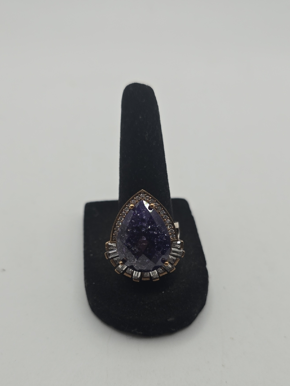Sterling Silver Teardrop Purple Stone Ring